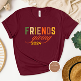 Friendsgiving Shirt - Maroon T shirt with fall color graphic