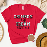 DST Crimson and Cream T Shirt , Red T Shirt with black and white text