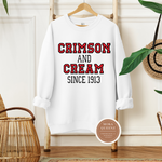 DST Crimson and Cream Sweatshirt, White Sweatshirt with red and black text