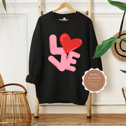 Heart Sweatshirt | Black sweatshirt with pink and red graphic