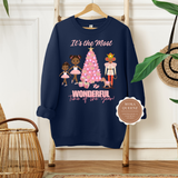 NUTCRACKER SWEATER | NAVY BLUE SWEATSHIRT WITH BLACK BALLERINA AND MOUSE KING CHRISTMAS NUTCRACKER