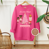 NUTCRACKER SWEATER | PINK SWEATSHIRT WITH BLACK BALLERINA AND MOUSE KING CHRISTMAS NUTCRACKER