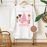 NUTCRACKER SWEATER | WHITE SWEATSHIRT WITH BLACK BALLERINA AND MOUSE KING CHRISTMAS NUTCRACKER